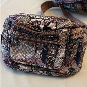 Colorful Tapestry Waist Bag with Route 66 Charm